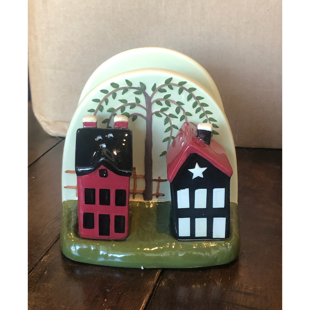 NIB 90's Vintage Collections Etc Fall Country‎ Napkin Salt Pepper Set Farm Ranch